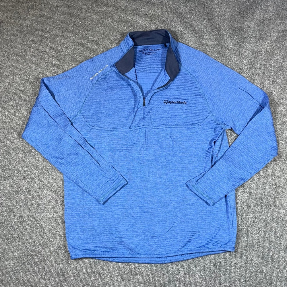 TaylorMade Peter Millar Sweater Mens Med Blue 1/4 Zip Performance Golf Pullover